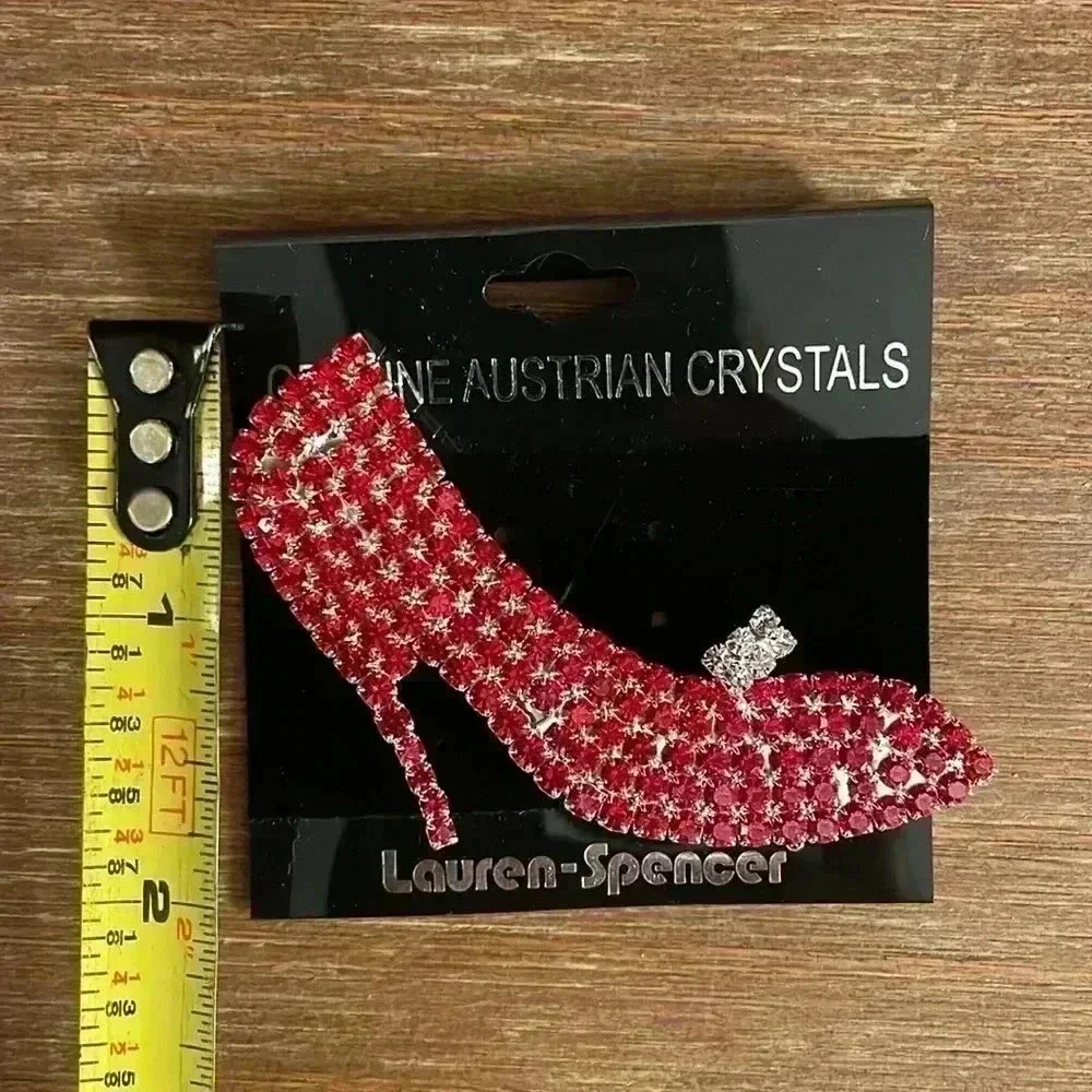 Lauren-Spencer Red Shoe Crystal Brooch NEW